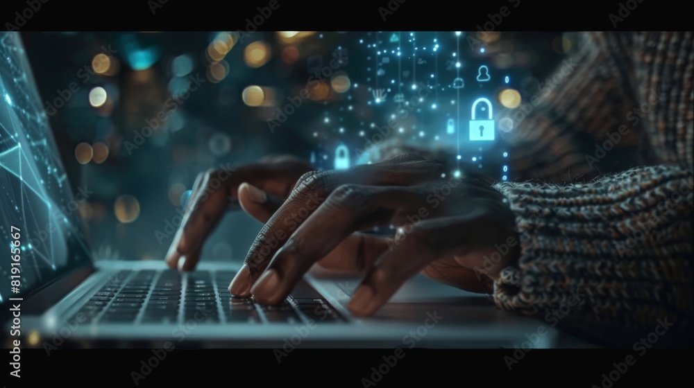 Poster secure cybersecurity measures in action