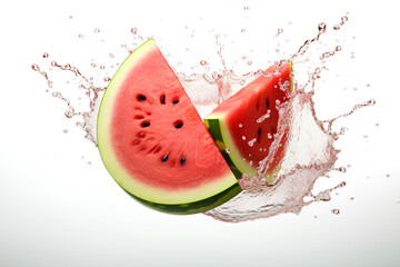 watermelon with water splashes isolated on a white background