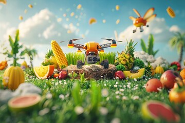 Aerial drone technology for environmental crop management in smart remote farming using advanced agritech for precision fertilization and agricultural crop management.