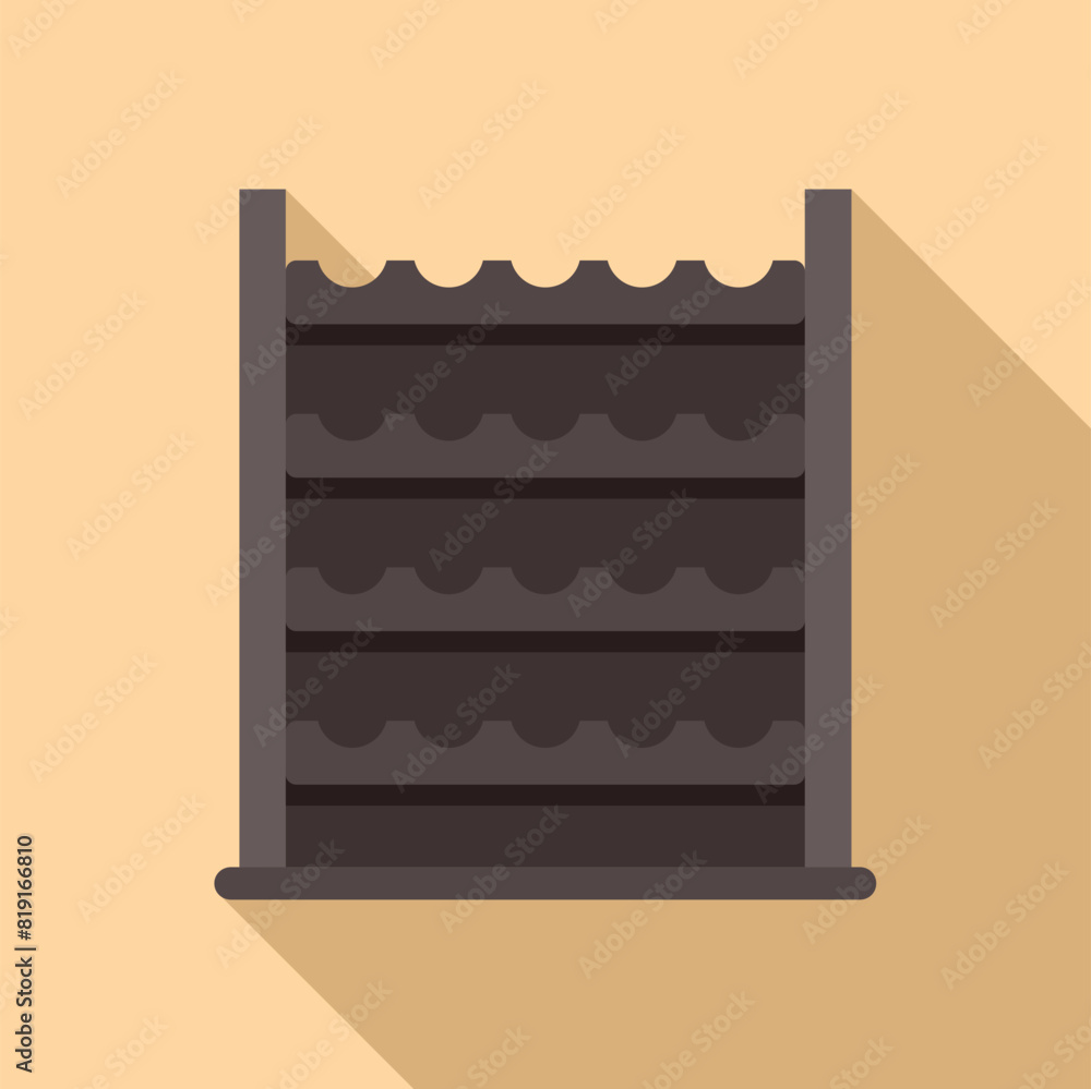 Poster modern flat design icon featuring a minimalist empty chocolate display shelf with shadows