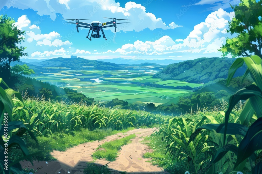 Poster agricultural crop management in smart remote farming using farm automation and drone technology for 