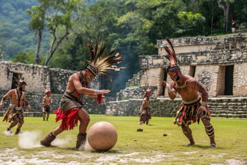 Mesoamerican ballgame rituals of playing football