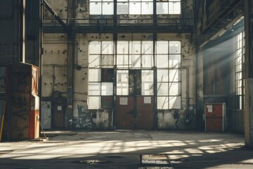 A man standing in a large building with lots of windows. Suitable for business or architecture concepts - Powered by Adobe