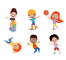 vector illustration of students in different postures