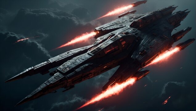 In the hauntingly captivating image, a blood-curdling peculiar starfighter emerges in a double exposure aerial photograph