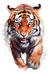 Fototapeta premium Tiger Image for Stickers, T-Shirt Print, Cap, Mug, Slippers, Mousepad, with Transparent Background PNG