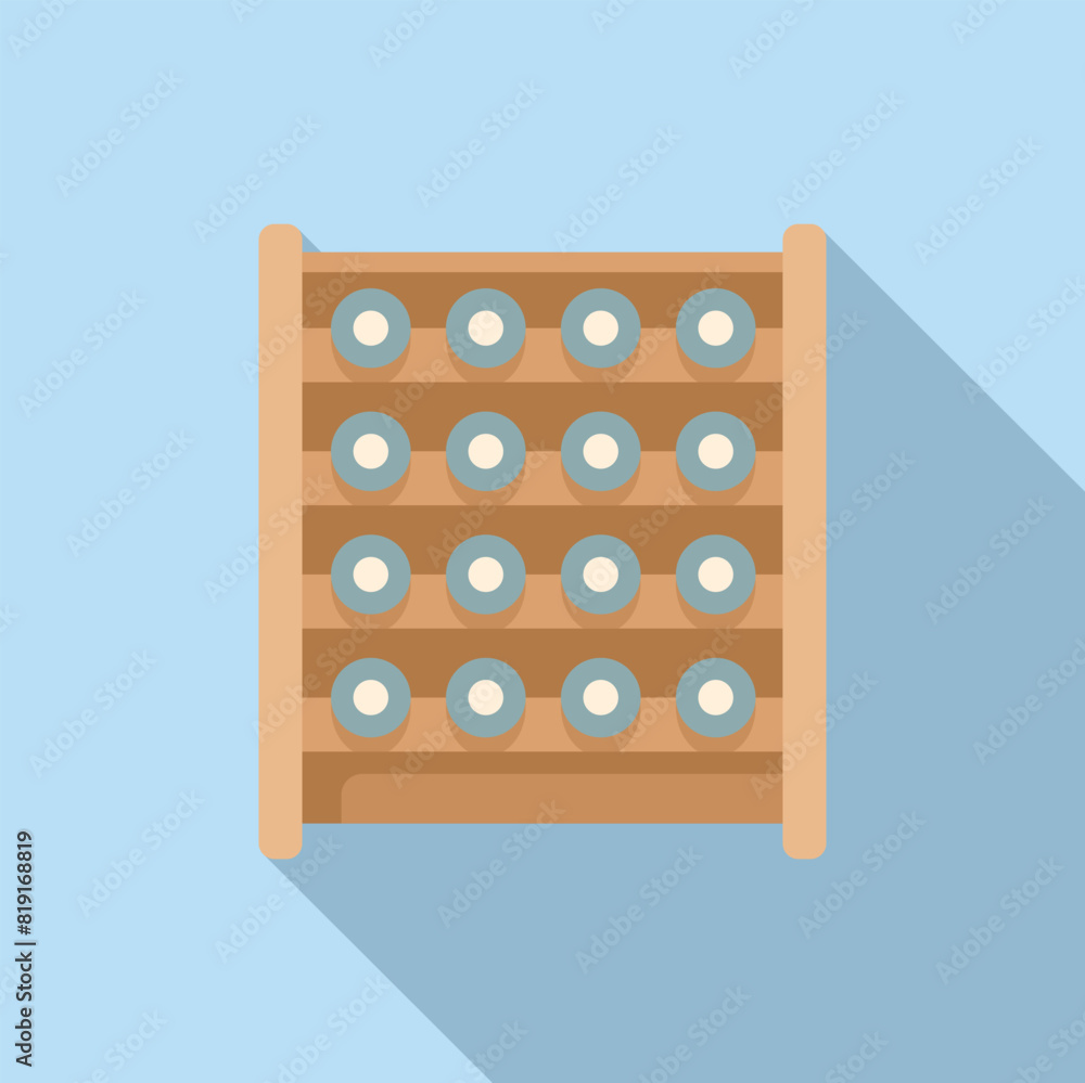 Aufkleber simplistic flat design of a traditional abacus with wooden frame casting a soft shadow