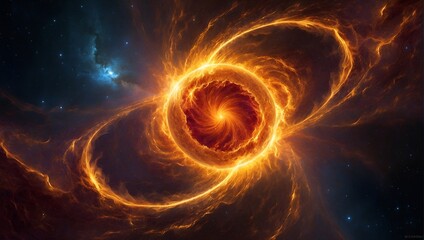 Fototapeta premium In the midst of a celestial dance, a mesmerizing solar flare erupts in a vibrant display of otherworldly beauty