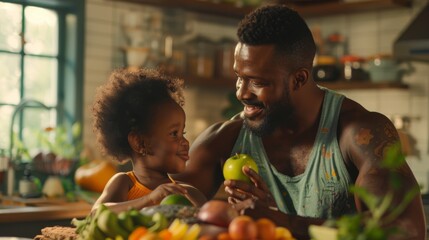 Naklejka premium A Father and Daughter in Kitchen