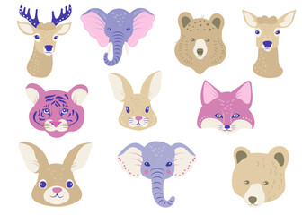 set of vector animals heads