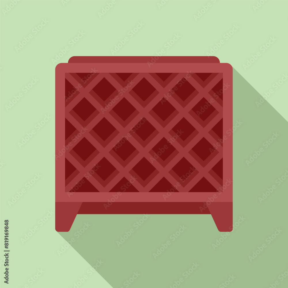 Poster minimalist, flat design vector illustration of a red space heater with a patterned front