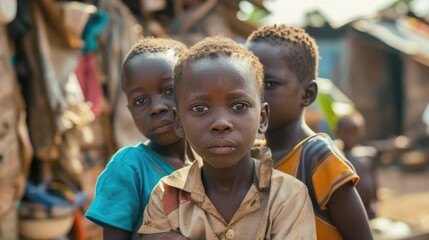 Obraz premium A group of young children standing next to each other. Suitable for educational or family-related concepts