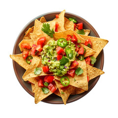 Delicious nachos with guacamole Isolated on Transparent Background