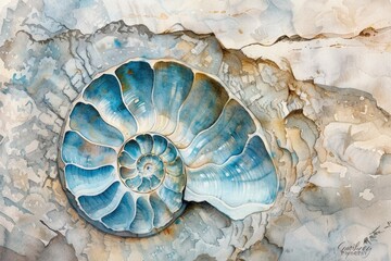 Detailed view of a shell on a rock, perfect for nature-themed designs