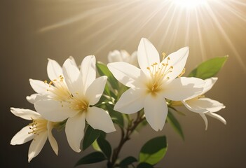 Fototapeta premium Jasmine flower closeup Realistic Light understand sun light significantly summer flower concept