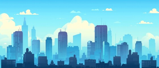 Fototapeta premium a big city with skyscrapers constraint on top of a single tile, minimalistic style, simple colors,