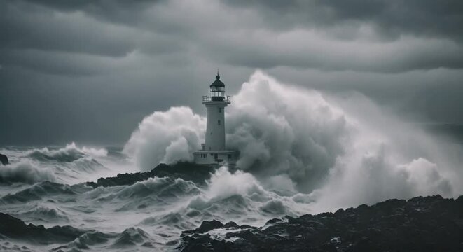 Waves of Fury: A Lighthouse Standing Tall Against the Storm's Wrath