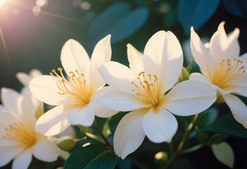 Fototapeta premium Jasmine flower closeup Realistic Light understand sun light significantly summer flower concept