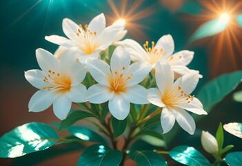 Fototapeta premium Jasmine flower closeup Realistic Light understand sun light significantly summer flower concept