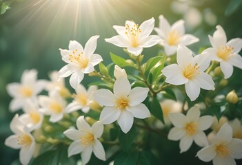 Obraz premium Jasmine flower closeup Realistic Light understand sun light significantly summer flower concept