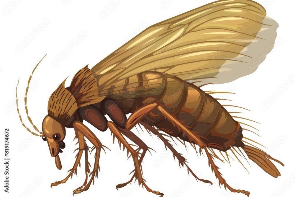 Poster close up image of a fly insect on a white background. suitable for science or nature related project