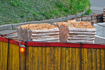 Fototapeta premium Stack of red brick