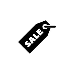 A simple black and white sale price tag graphic, representing a discounted or reduced price, retail marketing, and shopping concepts.