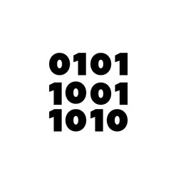 A stark black and white image depicting a sequence of binary digits, representing the fundamental code that underlies computer systems and digital technology.