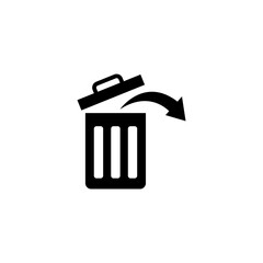 A black and white icon depicting a trash bin with an arrow indicating an undo or reverse action, symbolizing the cancellation of deletion in a digital context.
