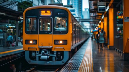 Obraz premium Scenic train journey in the city with beautiful natural views and railway station travel