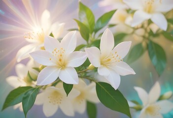 Fototapeta premium Jasmine flower closeup Realistic Light understand sun light significantly summer flower concept