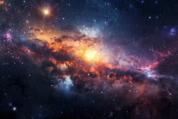 A mesmerizing view of a vibrant galaxy in deep space, full of stars and cosmic wonders