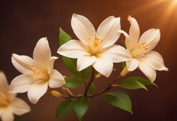 Fototapeta premium Jasmine flower closeup Realistic Light understand sun light significantly summer flower concept