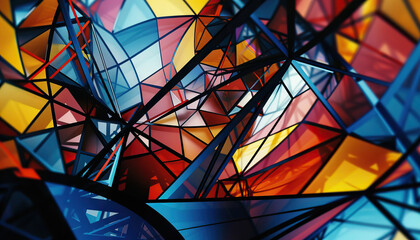 Fototapeta premium Abstract Digital Artwork with Geometric Patterns - Explore geometry in design with this abstract digital artwork featuring intricate geometric patterns, perfect for creating a visually engaging