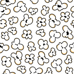 Fototapeta premium Popcorn pattern for packaging snacks. Popcorn fluffy flakes pattern. Popcorn Background pattern. doodle popcorn. popcorn seamless pattern background.