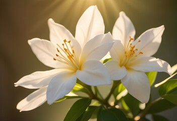 Fototapeta premium Jasmine flower closeup Realistic Light understand sun light significantly summer flower concept