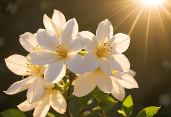 Obraz premium Jasmine flower closeup Realistic Light understand sun light significantly summer flower concept