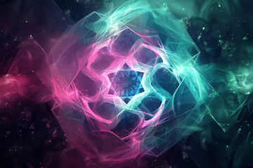 Geometric Neon Star in Space
