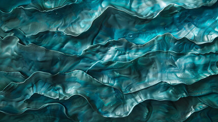 Cascading teal material manifests a peaceful