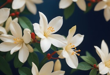 Fototapeta premium Jasmine flower closeup Realistic Light understand sun light significantly summer season flower concept