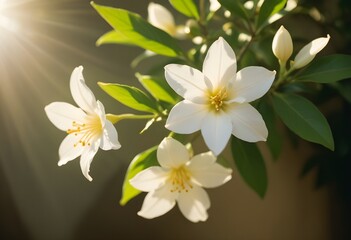 Obraz premium Jasmine flower closeup Realistic Light understand sun light significantly summer season flower concept