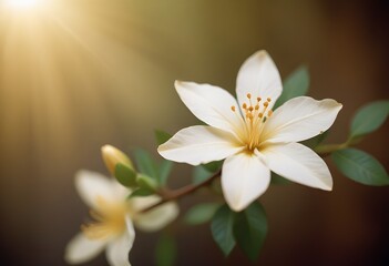 Fototapeta premium Jasmine flower closeup Realistic Light understand sun light significantly summer season flower concept