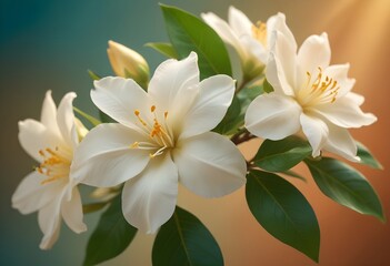 Obraz premium Jasmine flower closeup Realistic Light understand sun light significantly summer season flower concept
