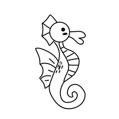 Sea life doodle vector illustration