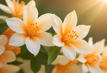 Fototapeta premium Jasmine flower closeup Realistic Light understand sun light significantly summer season flower concept