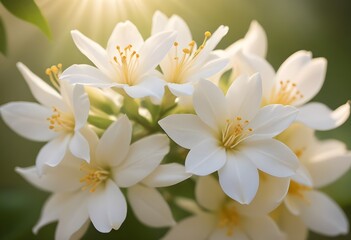 Obraz premium Jasmine flower closeup Realistic Light understand sun light significantly summer season flower concept