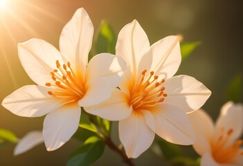 Fototapeta premium Jasmine flower closeup Realistic Light understand sun light significantly summer season flower concept