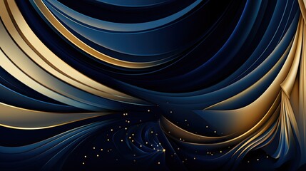 Abstract blue and gold background with golden lines