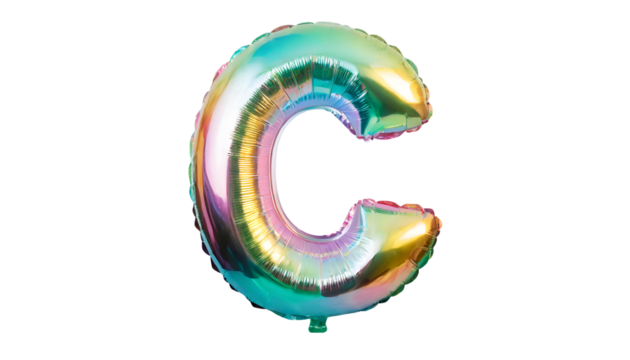 Realistic letter c made of holographic balloon