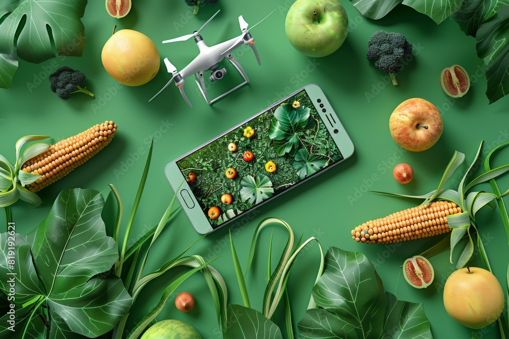 Poster advanced farming with pesticide spraying in agriculture automation using isometric vector for crop h